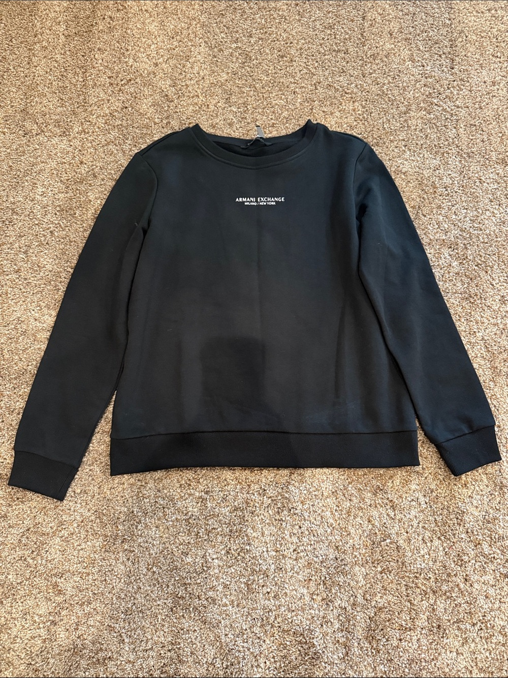 Armani Exchange Black Crewneck Sweatshirt with White Logo